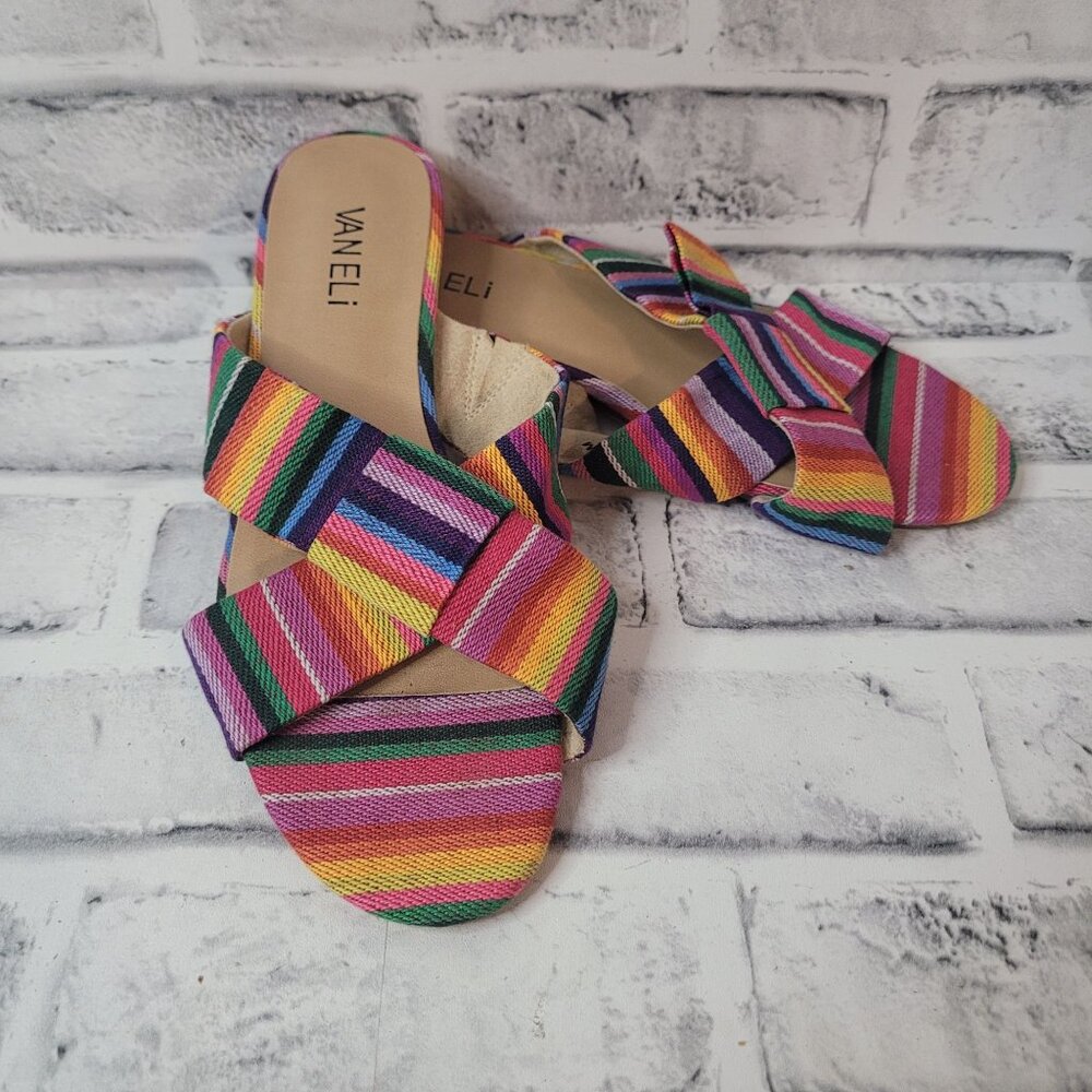 EUC VanEli Criss Cross Rainbow Cora Sandals Size 7